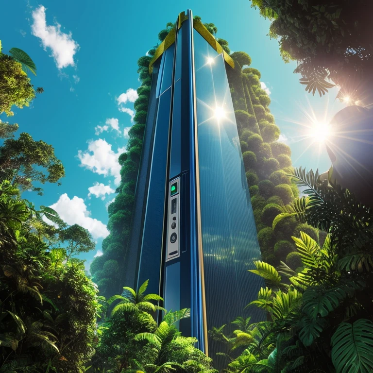 Super advanced elevator in the year 2150 in the middle of the Amazon jungle