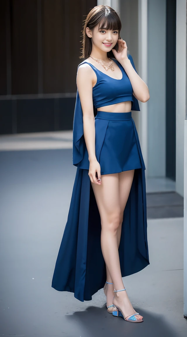 (((32K,very high res, high detailing, highly accurate,Masterpiece Girl 1))),Raw photo & realistic atmosphere,beautiful dark blue eyes,Detailed mouth,Glossy lips,Detailed eyebrows,Soft white skin that shines with every detail,,Eyes drawn in detail、Very beautiful eyes with azure eyes,Detailed lips、Very beautiful face,Very well-formed face、Lifelike face,shiny beautiful lips,Beautiful eyebrows,Infinite reality,Best design,(Insanely cute Japan -yeld hischool girl,,Beautifully shaped breasts,Very cute beautiful girl,Little Gilthy body,Outstanding style:1.5),Best Natural Makeup,Japanese ido,Korean Idols,Young Idols,Moist eyes,Dark Beautiful Deep Eyes,Beautiful butt,beauty legs,,camel's foot,:1.3),超A high resolution、,Natural and realistic face,Back lighting,Pure eyes are too cute,(((photorealisim,Photograph the whole body))),,Reality Live Action,(Fashionable earrings,,a necklace,A bracelet,gyuru,Glossy nail art,Summer fashion for women in their 20s,Bright blue big top with beautiful design,sexy underwear,Black slit skirt,Blue sandals,Black pantyhose,Hair Stopper,Calm and fashionable girl,light brown hair,Wave shortcuts,独奏,little smiling,full body Esbian,Show full-body fashion,Show me the blue pumps, Young sexy 15 year old gir beauty in this world:1.7),Night in Shibuya