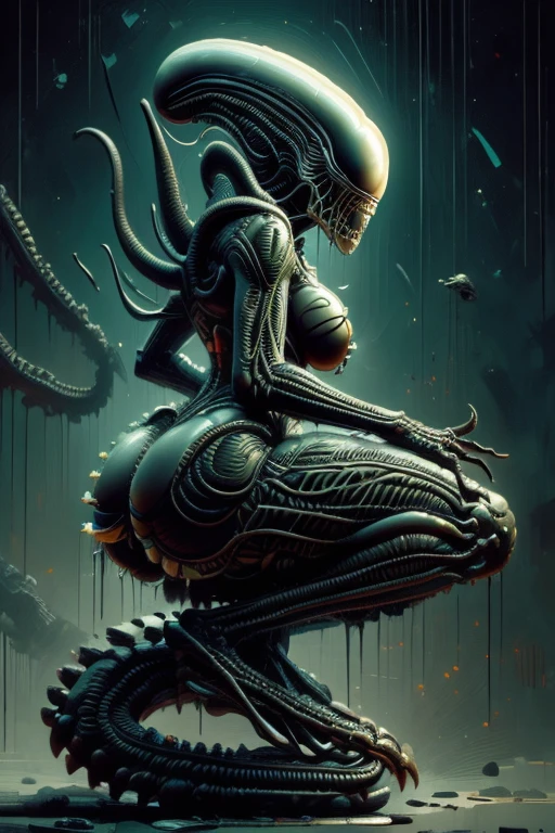 HD,sharp,Beautiful and detailed,Woman ,((xenomorph)),Alien,creature,monster girl,1girl,Super glossy skin, wide hips, Huge ass, Blushing,Married Woman,A MILF,Lighting Cinematic, Seductress, (huge-breasted), full-body view,1girl in, Solo, (thick thighs:0.3), Curve,in a spaceship, opening legs,Squatting,nude,by Ross Tran, by Ruan Jia, by zaush, by foxovh,MuCoi