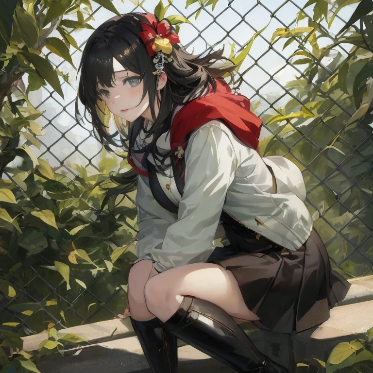足を組んで棚に座っているan anime girl, anime style 4 k, girls frontline style, an anime girlはしゃがんでいます, artwork in the style of guweiz, Anime visuals of cute girls, beautiful anime high school girl, 若いan anime girl, Beautiful anime girl squatting, Beautiful anime girl, an anime girl, from girls frontline, guweiz
