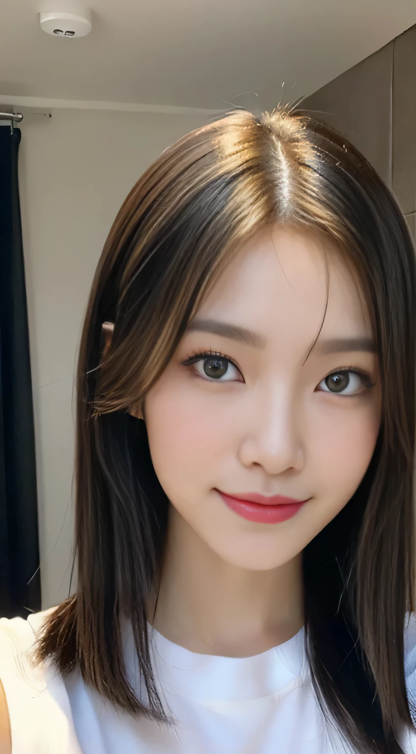 (The highest image quality, in 8K, tmasterpiece:1.3), 1girll, Beautiful woman with slender abs:1.3, (casual hairstyle, Colossal tits:1.2),Spice Girls:1.1, Ultra-fine face, A detailed eye, 二重まぶた,ssmile,Long detailed hair,Inside the gym,sweat on the body,