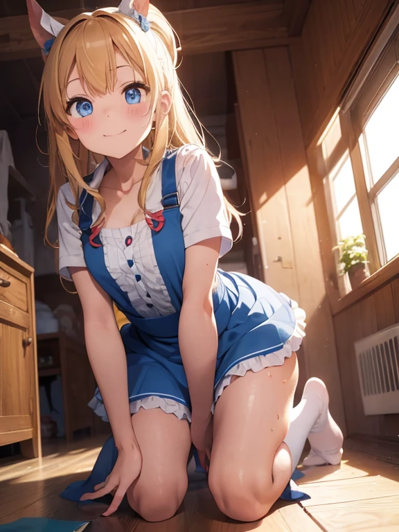 alice in the wonderland、cute 　Girl、mini skirt、blond hear、No panties、Wavy Hair、blue eyes、10year、all-fours、Pussy、Wet Pussy、sigh、anal、anus、with spreading legs、spread your pussy with your hands、happy、smile、Apron Dresses、pinafore, NSFW、SEX、shairband、No pants、fullnude、The clothes are fluffy、taking down my pants、tits out、Small、Spread your、show off nipple,from directly below,vagina,crouching,curvy,pussy,