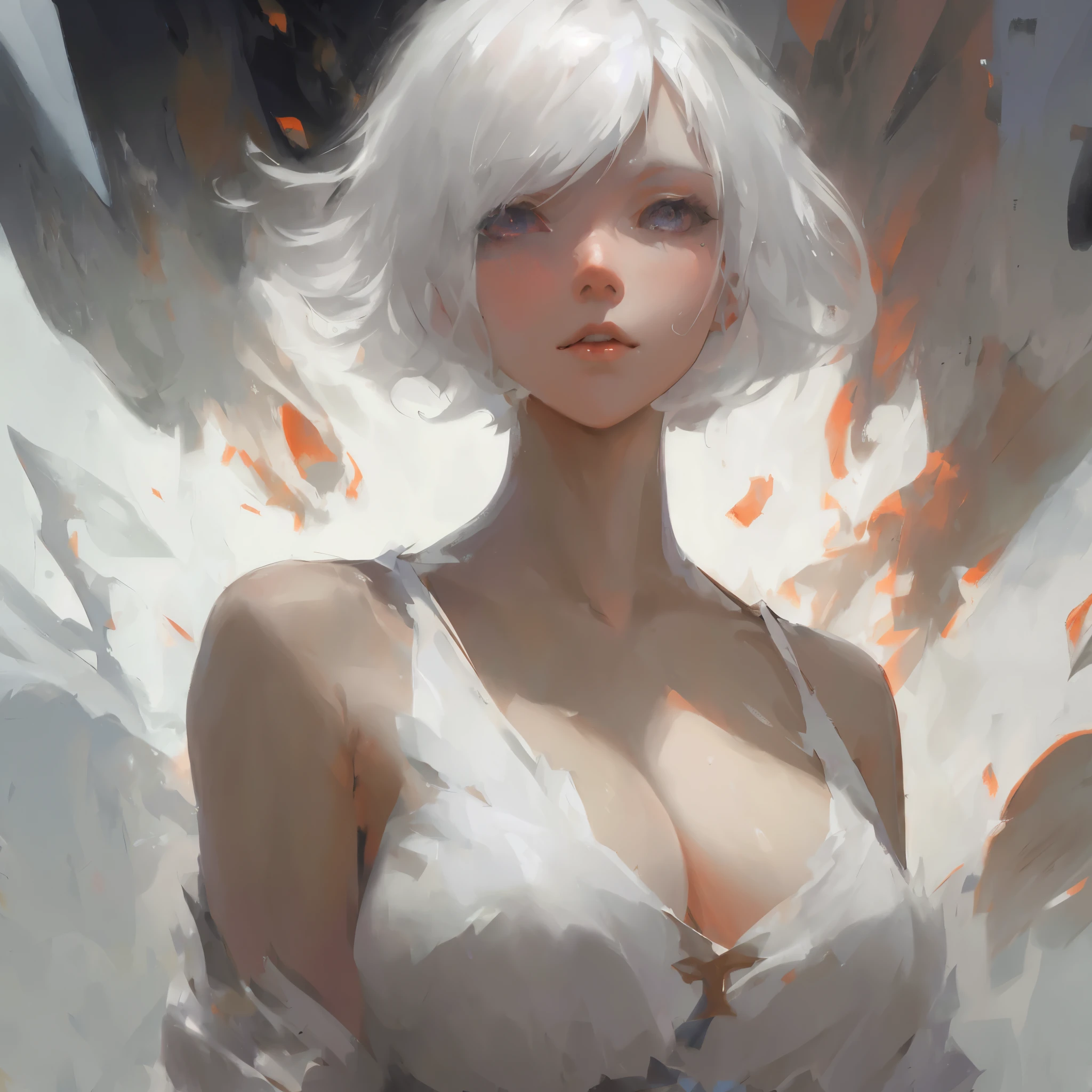 Drawing of a woman with white hair and white dress, art of Volop, ross tran 8 k, Ross Painting 1. 0, S van Ross, Volop rossdraws, Rostelland style, Volop art, Volop | Art germ, Volop and krenz cushart, by Ross Tran, Volop and ross tran