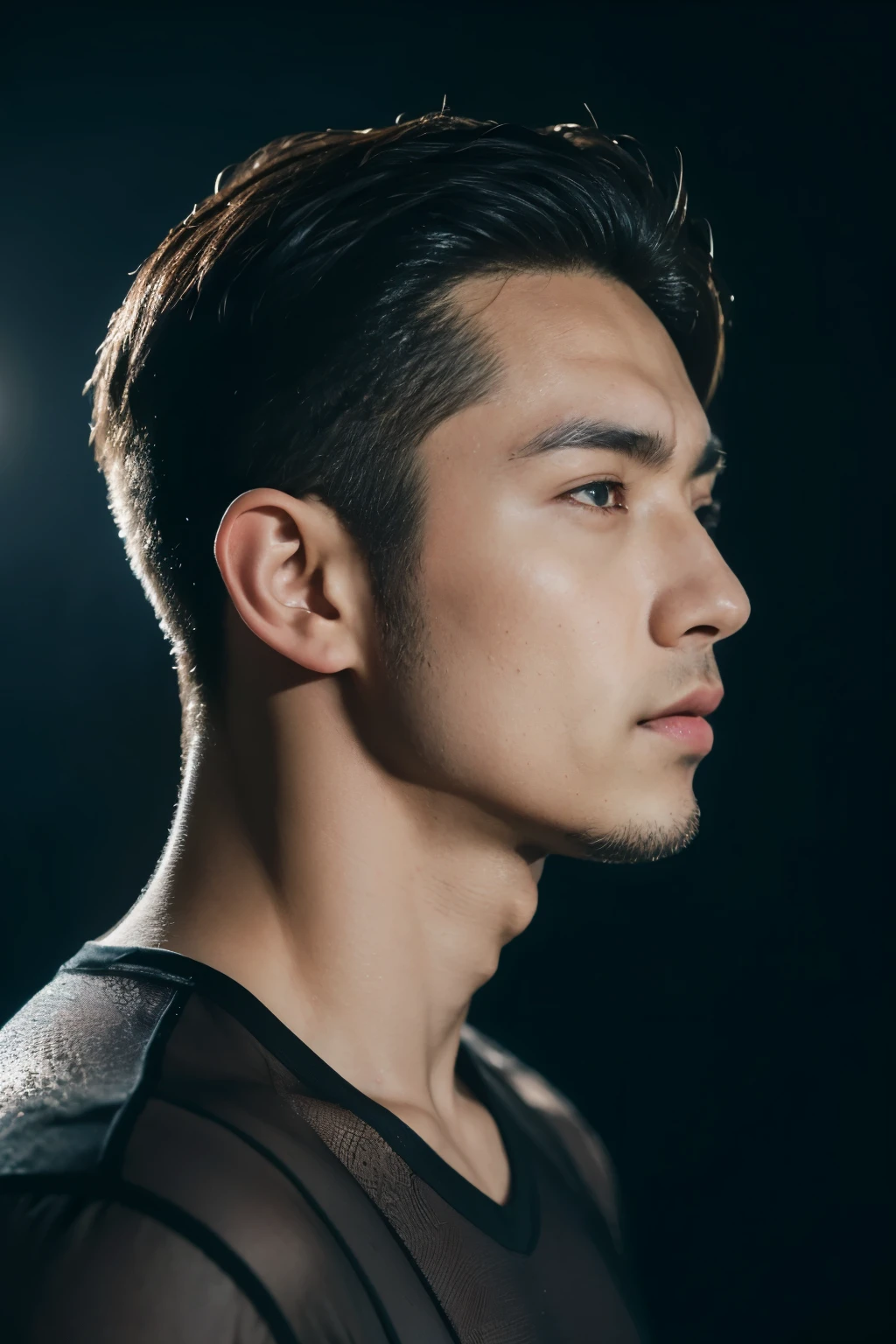 (8K, RAW photo, Highest quality),Realistic,1 man,frontage，Intricate details,Closed mouth,Muscular male,Manly,looks away,Male focus,Solo,Transparent tulle，Chinese Tang Dynasty,18-year-old man，Night sky,Soft lighting,Cinematic lighting,Portrait,Close-up,Lovingly