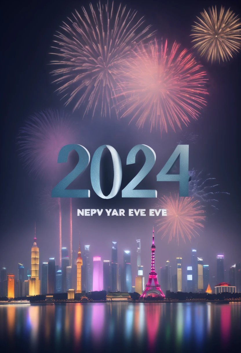 shanghai, New Year Eve, with the word 2024