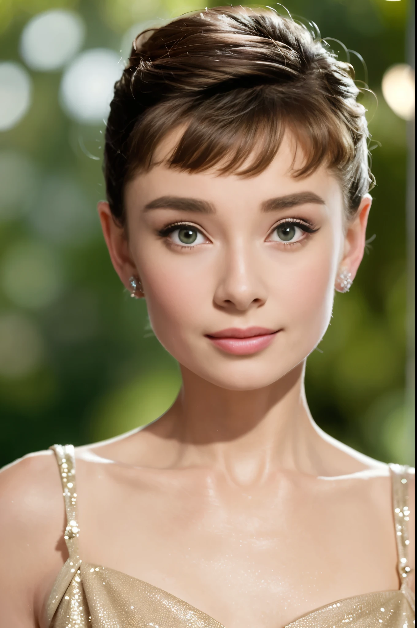 (8K, Best Quality, Masterpiece: 1.2), (Realistic, Photorealistic: 1.37), Super Detail, Solo, 1 Girl, Young and Beautiful Audrey Hepburn, Anti-aging, (Skin Dent: 1.2), (Big: 1.rofessional Lighting, Bokeh), (Blouse: 1.ortate: 0.8), Gorgeous, Bloom, Floating Hair, (Light particles, Lens Flare, Luminous particles: 0.6), (Dynamic Pose), Specular Lighting, Soft Lighting, Head Tilt, Daylight, Viewing Viewer, Depth of Field, (Small Head: 1.43), %https://numpaints.com/wp-content/uploads/2020/08/Audrey-Hepburn-Portrait.jpg