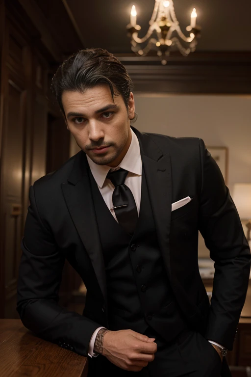 hombre arafed con un traje negro, guapo masculino, guapo y atractivo, guapo y elegante, inspirado por Ramon Pichot, Retrato promocional, imagen vertical, Hombre con traje negro, Modelo masculino, masculino y guapo, Hombre atractivo, Vitaly Bulgarov, con un traje negro, Sebastian Luca, con traje negro, atractivo y atractivo