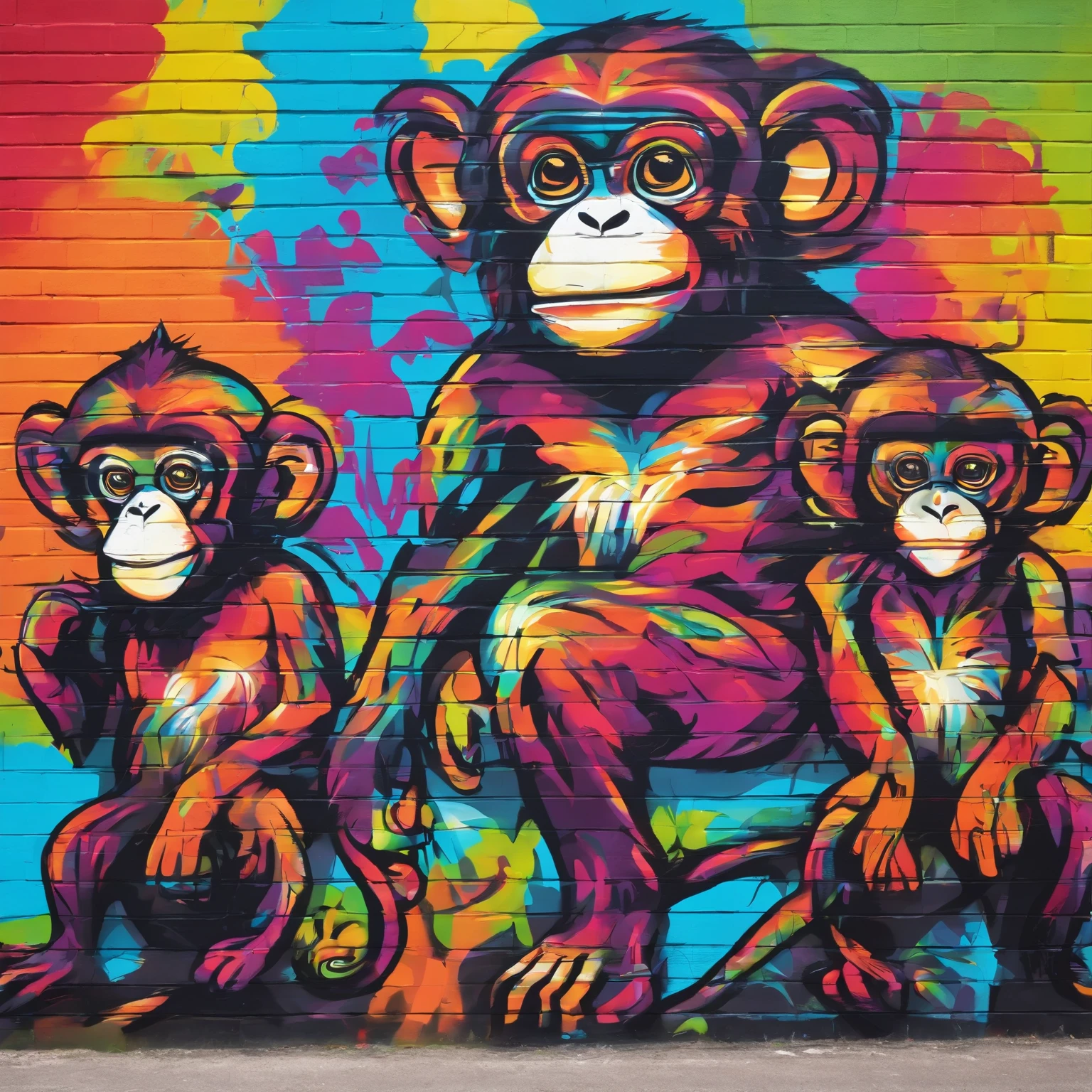 4 monkeys, lots of colours