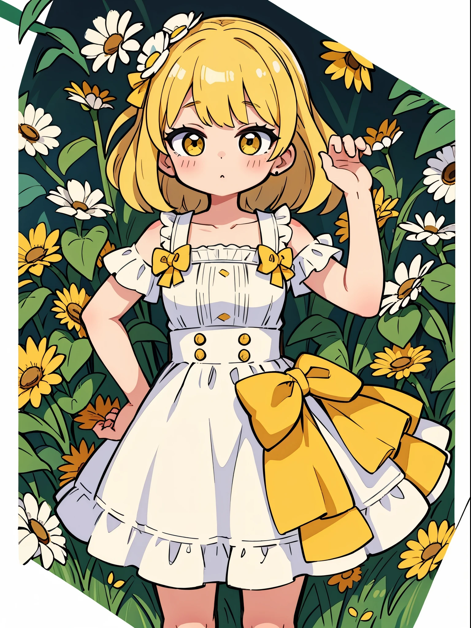 A Yellow and White girl with a Daisy theme