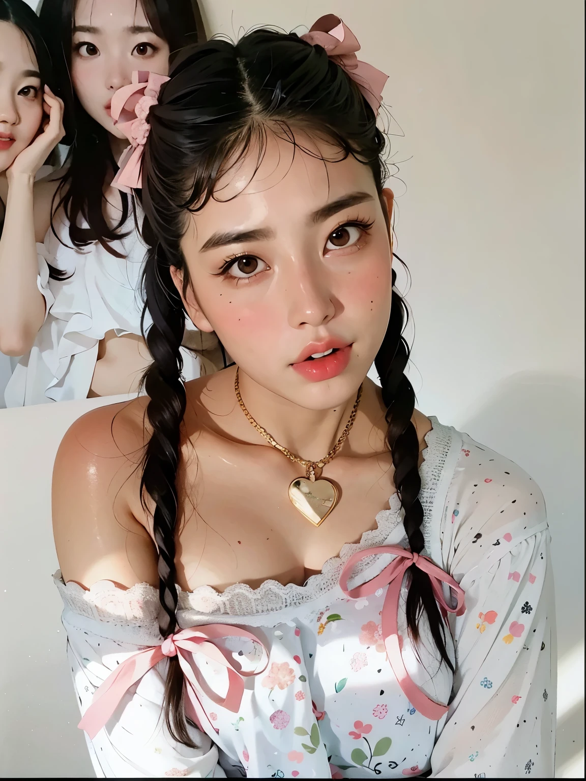 kawaii retrato realista, Ulzzang, penteado pigtails, Guweiz, two penteado pigtails, Sakimichan, artwork in the style of Guweiz, penteado twintails, Yanjun Chengt, Jaeyeon Nam, No estilo de arte de Bowater, com rabo-de-porco preto