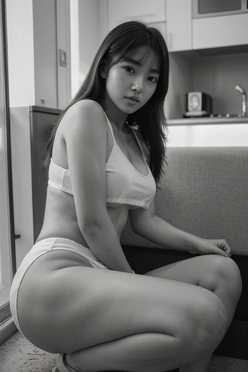 Photo of a Beautiful Korean kpop idol Woman, Summer, Lustful, Ilford HP5, 80mm