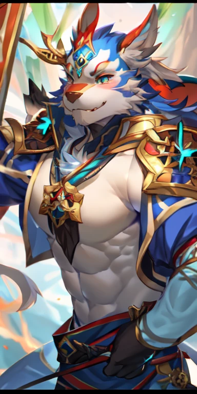 There is a man with a sword in his hand, 《Genshin Impact》Keqing in, onmyoji detailed art, Genshin Impact冲击角色, author：Hero, 《Genshin Impact》Zhongli in Zhongli, furry fantasy art, Guys, naranbaatar ganbold, author：krenz cushart, Wop Ross Draw, 沃普和krenz cushart