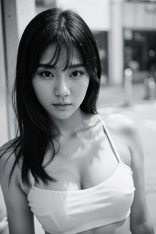 Photo of a Beautiful Korean kpop idol Woman, Summer, Ilford HP5, 80mm