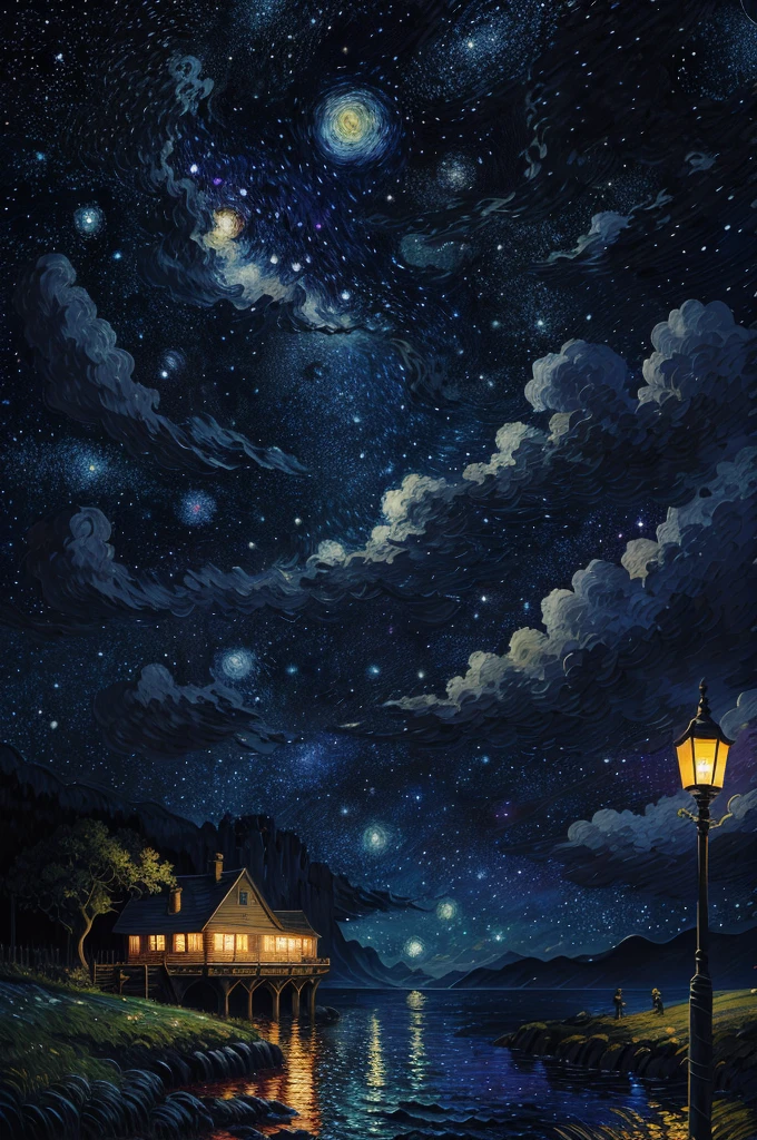 (Best Quality, nffsw, hight resolution, masutepiece:1.2), Starry Night Painting, Pixel art, Vibrant colors, Detailed brush strokes, Van Gogh's masutepiece, Enchanting skies, Swirling patterns, nocturnal scene, iconic artwork, Intricate details, dreamy ambiance, Moonlit landscape, vivid hues, expressive brushwork, bright stars, Seductive composition, evocative mood, Textured surface