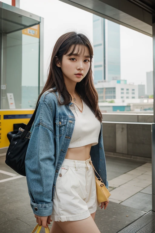 Photo of a Beautiful Korean kpop idol Woman, Summer, 80mm, with summer cloths, she likes to travel