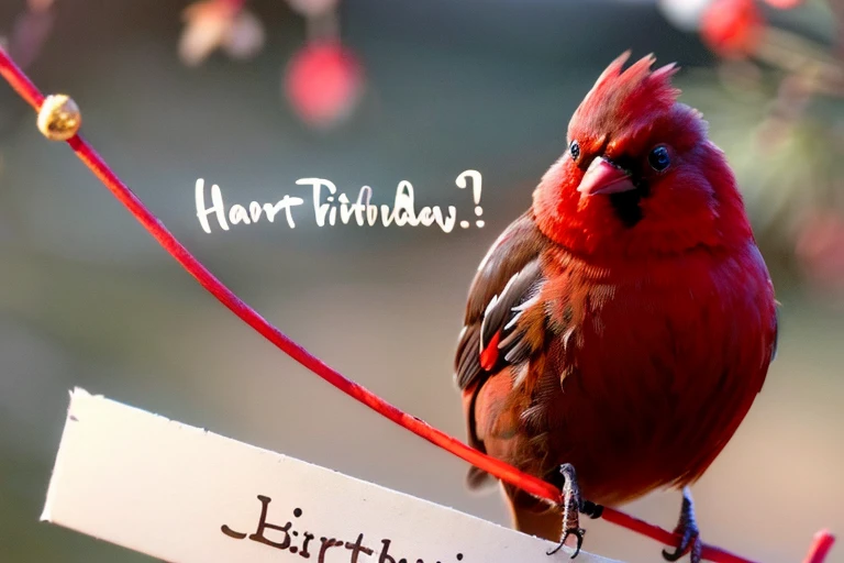 (masterpiece, best quality:1.2), ultra-detailed, Brown and red bird, (realistic:1.5), ((Add words (Happy Birthday letters)) on a sign)) , Birthday celebration
New Years background