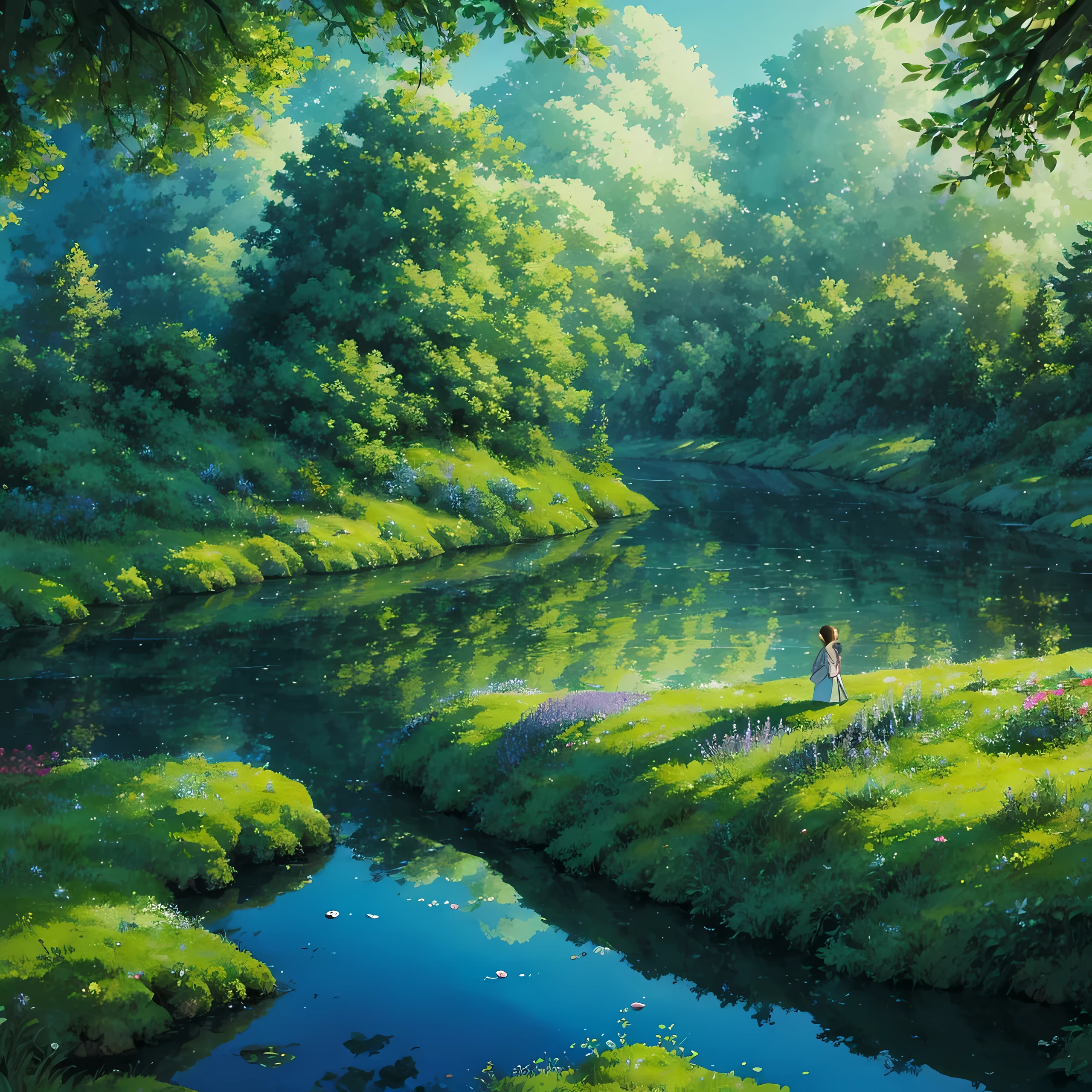 Bosque, nadando en el rio, semi desnuda