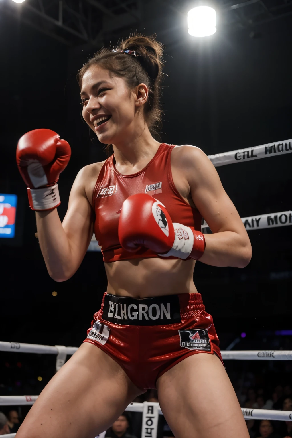 With explosions on the horizon, there are no ringue muay thai fighters. Tanks are on both sides and the referee inside the ring grinning for the fighters to fight..