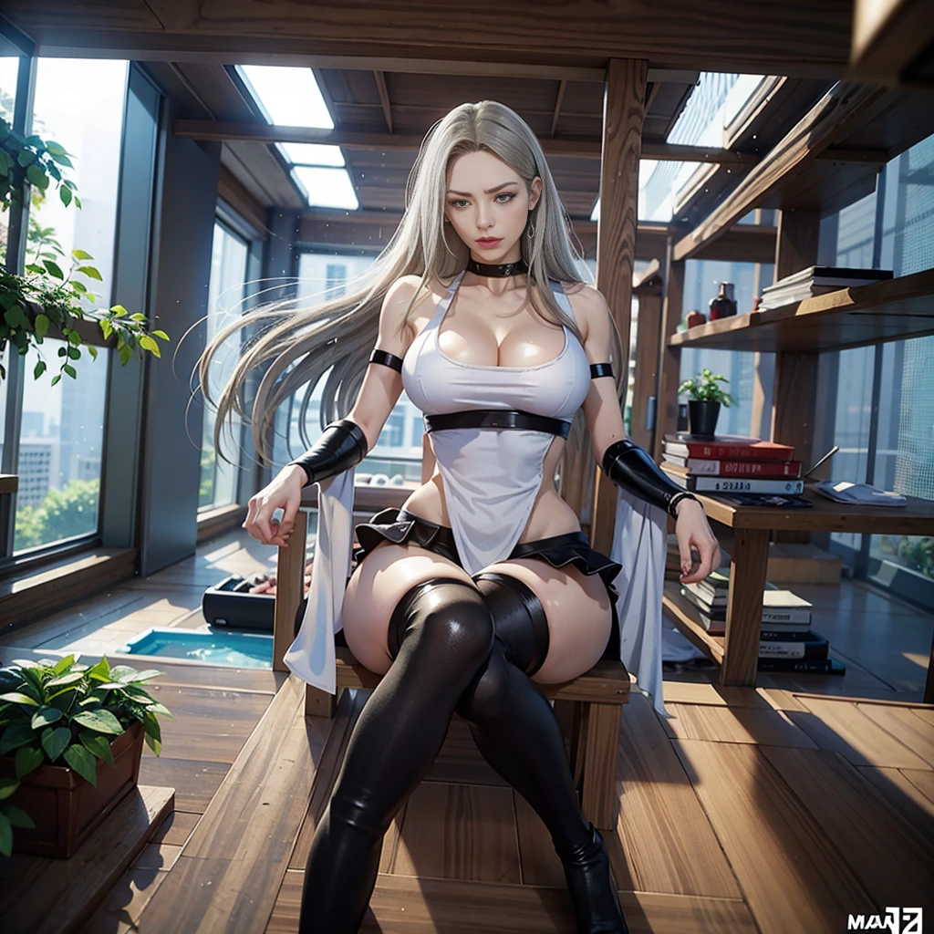 a comic strip with a bunch of girls in it, a comic book panel, inspired by Masamune Shirow, trending on pixiv, muscular female druid, highschool dxd, tifa lockhart with white hair, inside page of comic book