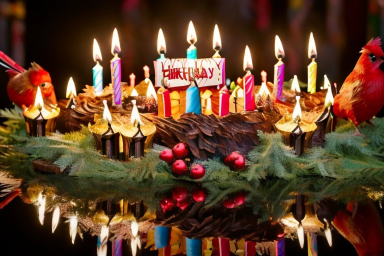 (masterpiece, best quality:1.2), ultra-detailed, Brown and red bird, (realistic:1.5), ((Add words ((Happy Birthday letters)) on a sign)) , Birthday celebration
New Years background, on carved intricately ornate Druid altarpiece in mysterious deep forest background, twisted candles on the sides, perfect reflection, soft candle lighting, fantasy style highly detailed, unreal engine