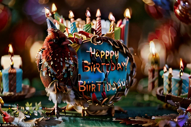 (masterpiece, best quality:1.2), ultra-detailed, Brown and red bird, (realistic:1.5), ((Add words ((Happy Birthday letters)) on a sign)) , Birthday celebration
New Years background, on carved intricately ornate Druid altarpiece in mysterious deep forest background, twisted candles on the sides, perfect reflection, soft candle lighting, fantasy style highly detailed, unreal engine