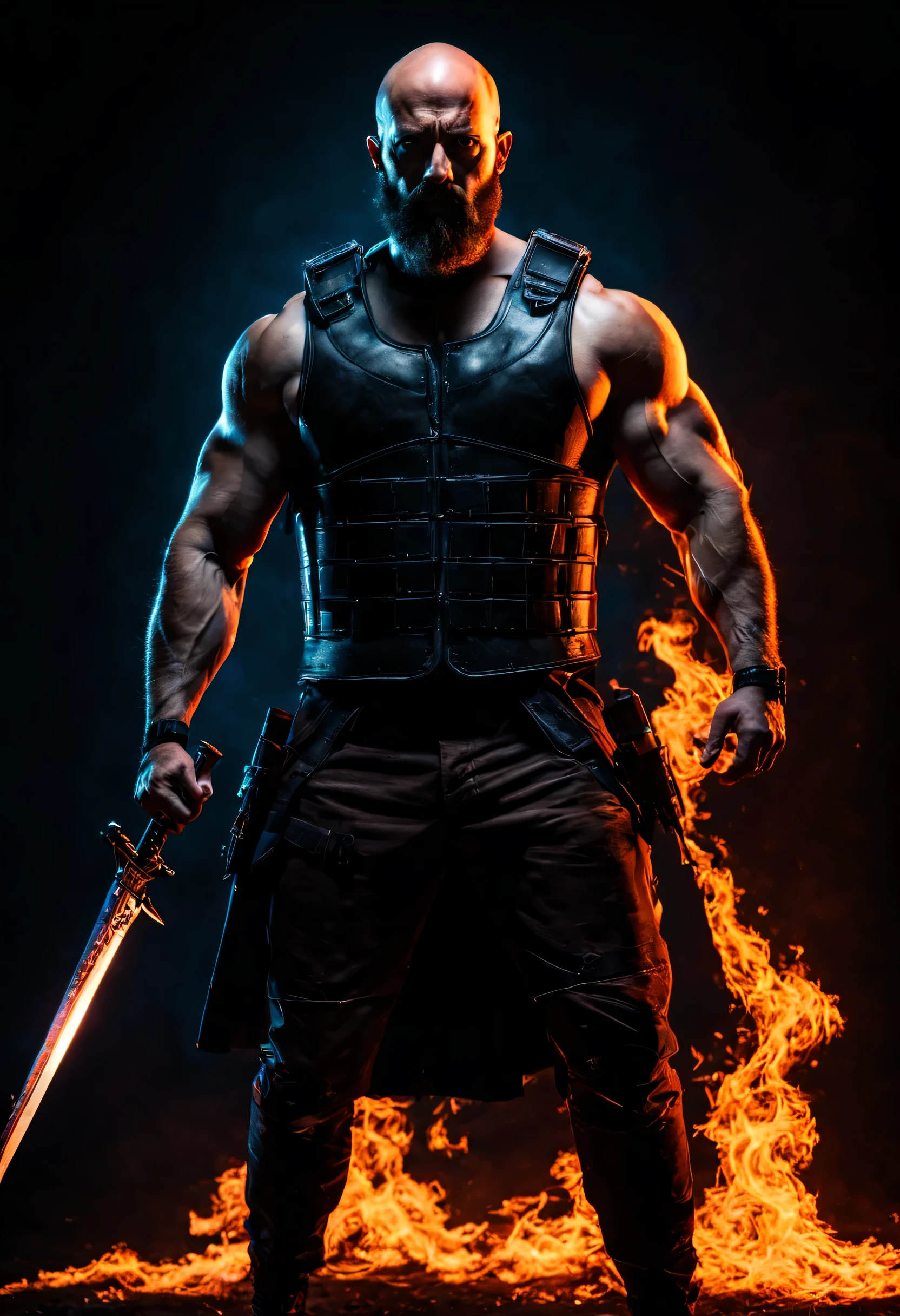 A machete with fire