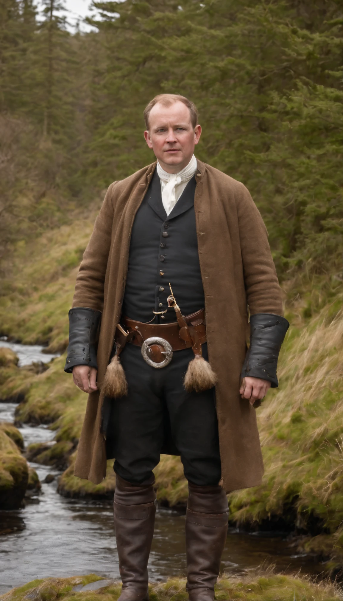 (Person) portrait of Duke Lachlan “Black Lakes” Morrison holds ancestral land charter rights empowering governance across the sweeping forested domain and scattered agricultural hamlets comprising remote Allegan County. His highland Scots lineage traces descent from clan Morrison warlords who held sway over islands and coastal fjords along rugged western shorelines until Jacobite loyalties led to exile across the Atlantic with lands reclaimed by London parliament loyals following decisive 1746 Culloden defeat.
As heir to disenfranchised nobility harboring lasting resentment toward British Crown imposition eroding traditional ties between laird chiefs and Gaelic speaking communities across ancestral moorlands, Morrison jumped at chance for new title over isolated Allegan acres where he can orchestrate trade alliances and forest camp tributaries to match rugged western isles terrain now lost to his people across the sea. From his crude timber and stone riverside stronghold christened Morrison Keep, the Duke’s will rules largely unchecked across a scattered peasant population carving marginal subsistence through trapping, select timber harvest and trying to cultivate a few patches of glacial till or marshy lakeside plots to meager crop yield.
Isolated months on end during the depths of fearsome Michigan winters when snow piles deep as castle tower turrets and the land stills into crips black silence, the brooding and often volatile Duke Morrison passes restless frozen days drinking imported Scotch whiskey, penning voluminous yet contradictory legal proclamations asserting territorial semantics, and peering out keep watchtower windows longing for a glimpse of thaw waters to commence spring trade rendering brief purpose until the bitter extended solstice isolation inevitably returns again.