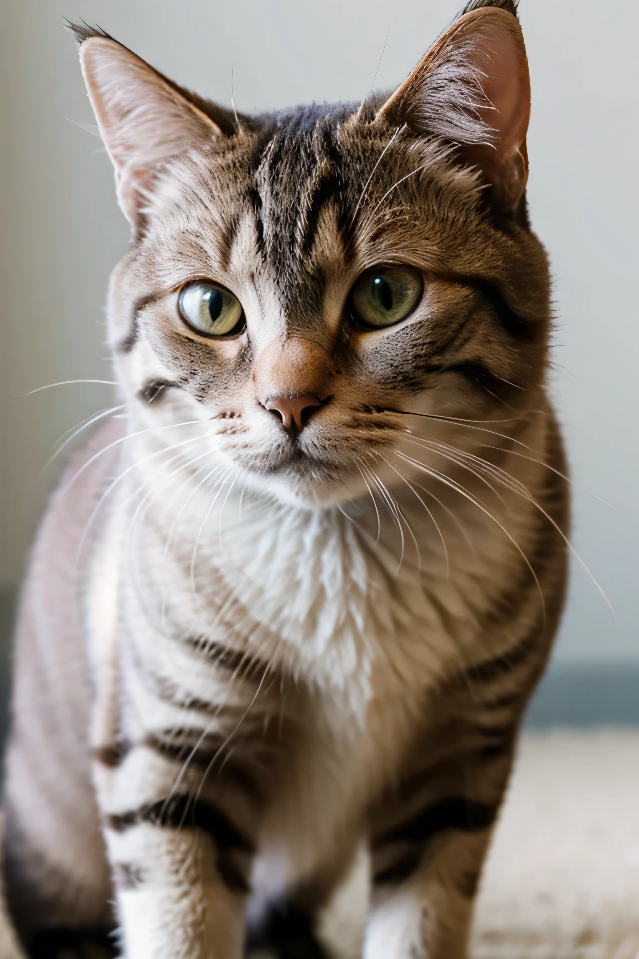 vertical close-up of a beautiful European shorthair cat