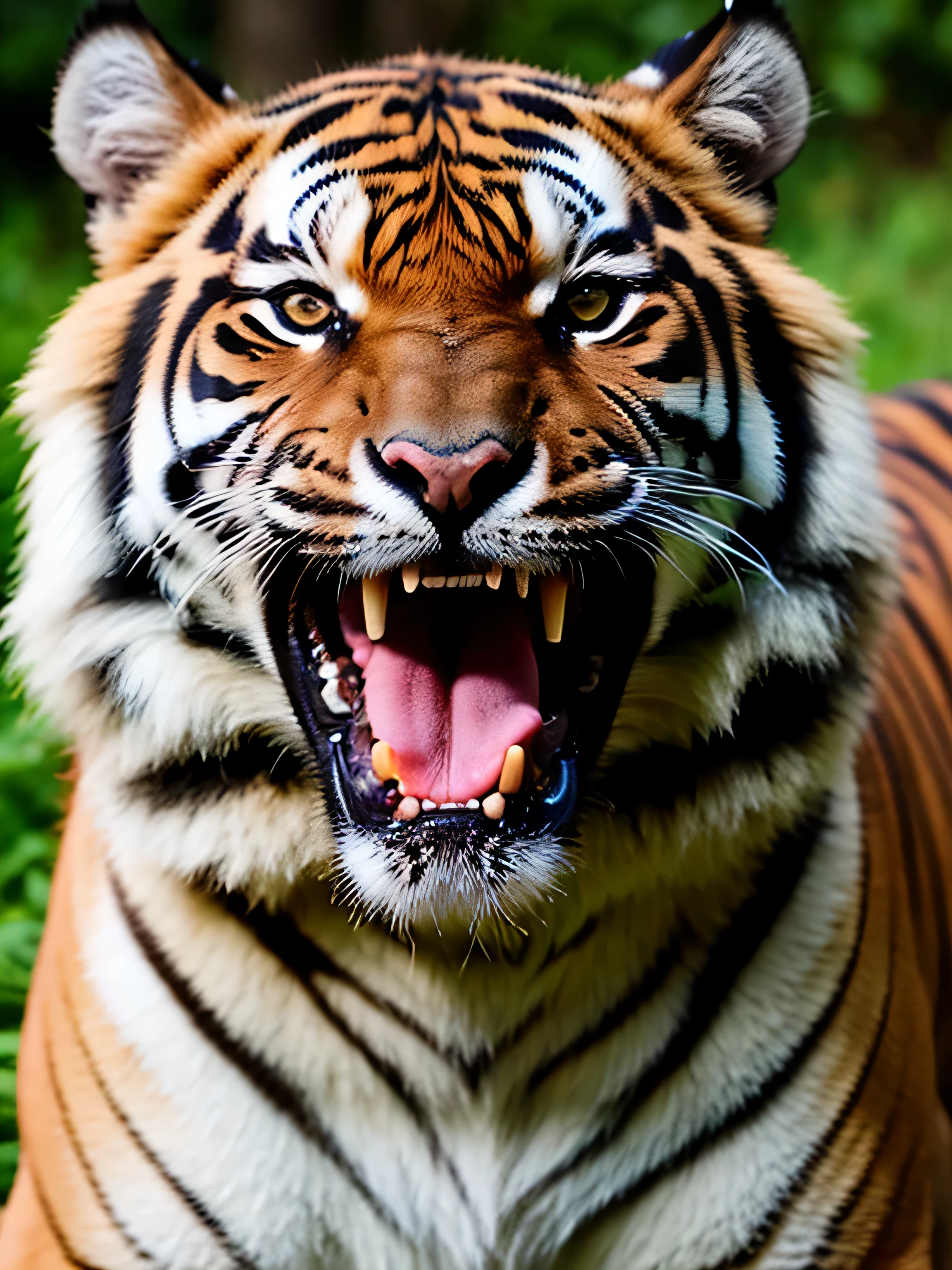 tigre olhando com a boca aberta