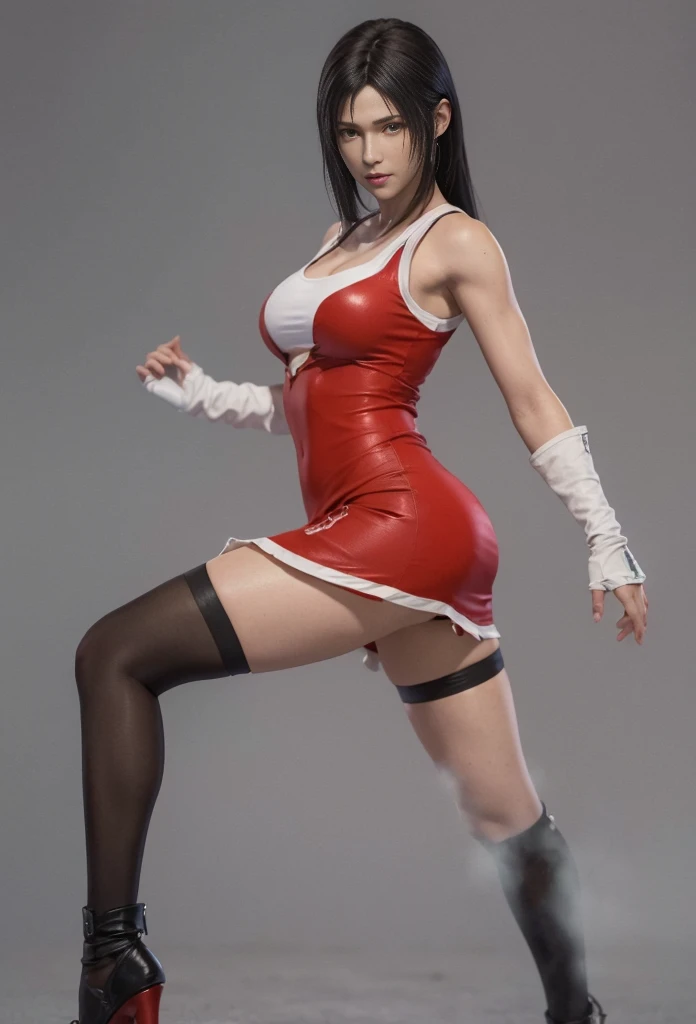 (best quality,ultra-detalhado),(Realistic:1.37), "Tifa Lockhart", Rosto bonito e detalhado, maquiagem preta nos olhos, textura ultra realista, rosto delicado, expression serious