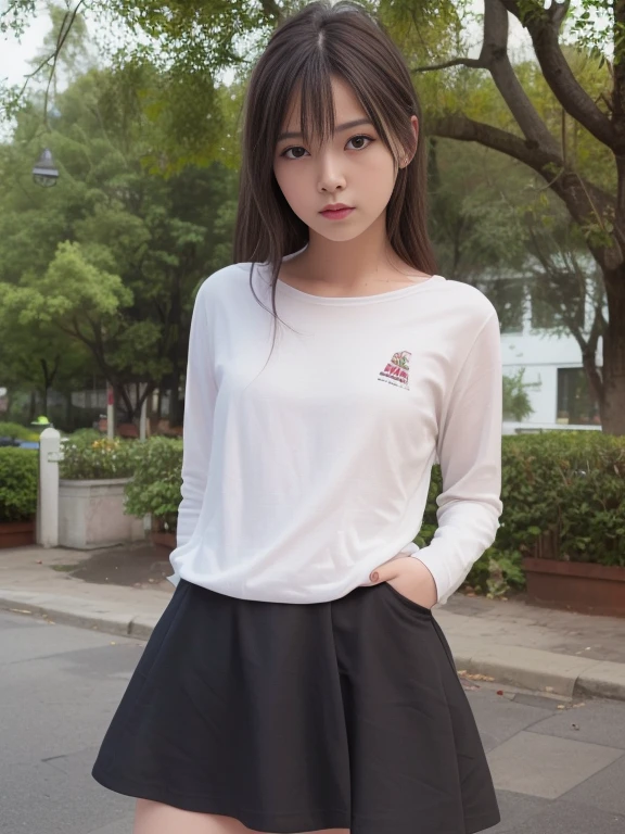 (((ultra realistic, ultra detailed, The best quality, 8k, HDR, woman, small, flat))), ((lifts the skirt)), small pussy