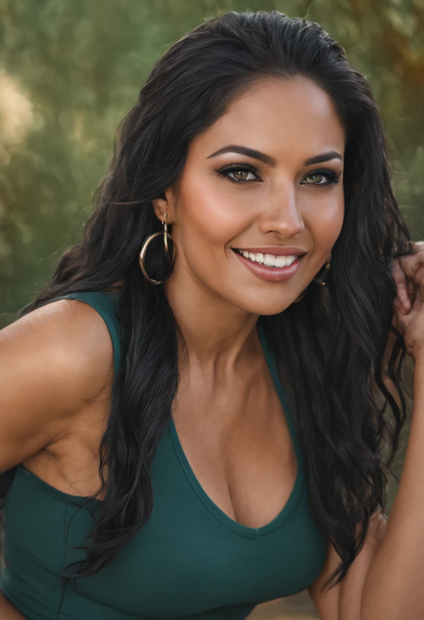 mature female, 22 year old, black hair, latina woman, multiple views, zoom out, happy, cute, cool, flirty look, realistic hair, green eyes, show ass, sexy pose, medium build, Big ass, sexy clothing, open clothes, masterpiece, ultra high res, (photorealistic:1.3), raw photo, ultra realistic, detailed background, refined, detailed, realistic face, detailed face, realistic skin,(RAW photo, best quality), extremely detailed, CG, unity, Amazing, finely detail, extremely detailed and realistic CG unity 8k wallpaper, huge filesize, ultra-detailed, highres, absurdres, soft light, arizona, Bull ring, snake bites, industrial piercing, Defined Jaw, and Latina eyes, pheonix, unqiue, Backdrop is papago park in phoenix arizona Light tan lines, Straight face no smile