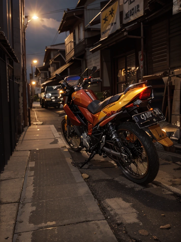 SUZUKI SMASH 110,Vision Total Mad Max CogPunkAI ,Core 64 K, ((rot,amarelo,Conque ,Blue))Conque,4D ,