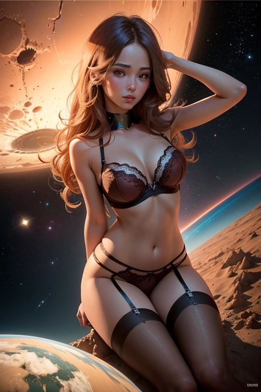 collision de la terre avec mars lingerie combinaison spatiale