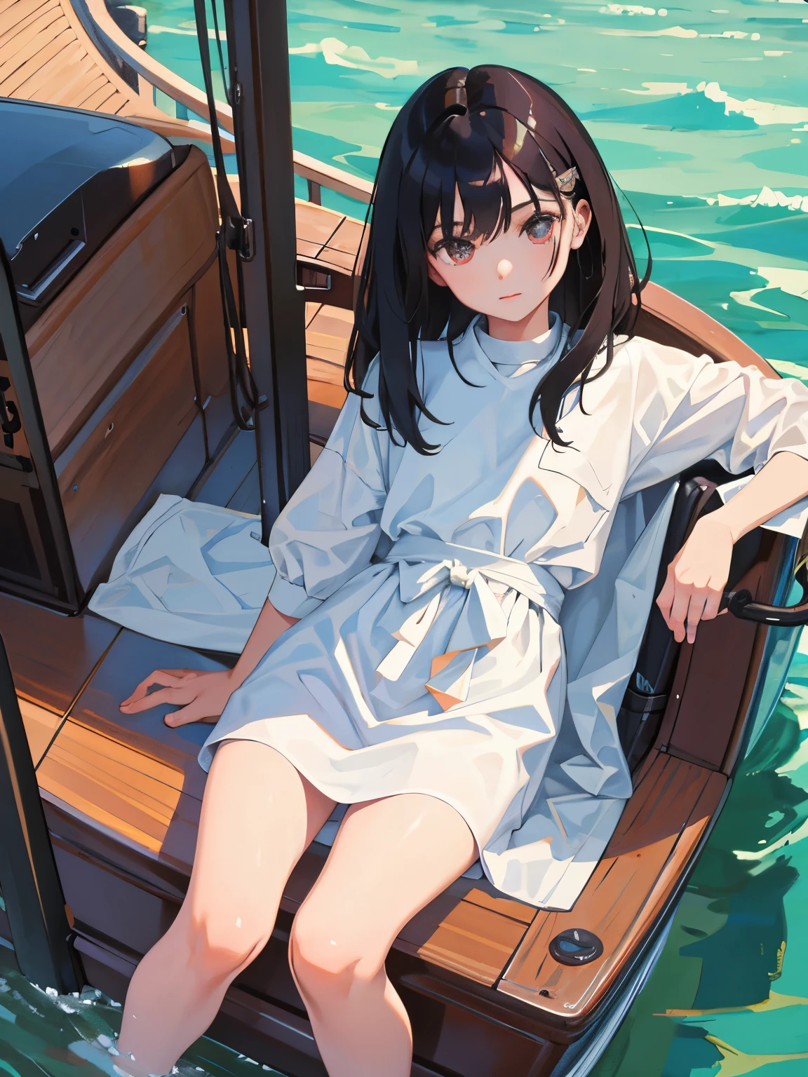 Boat ride,(masterpiece,Highest Quality),,(A dark-haired),Delicate body