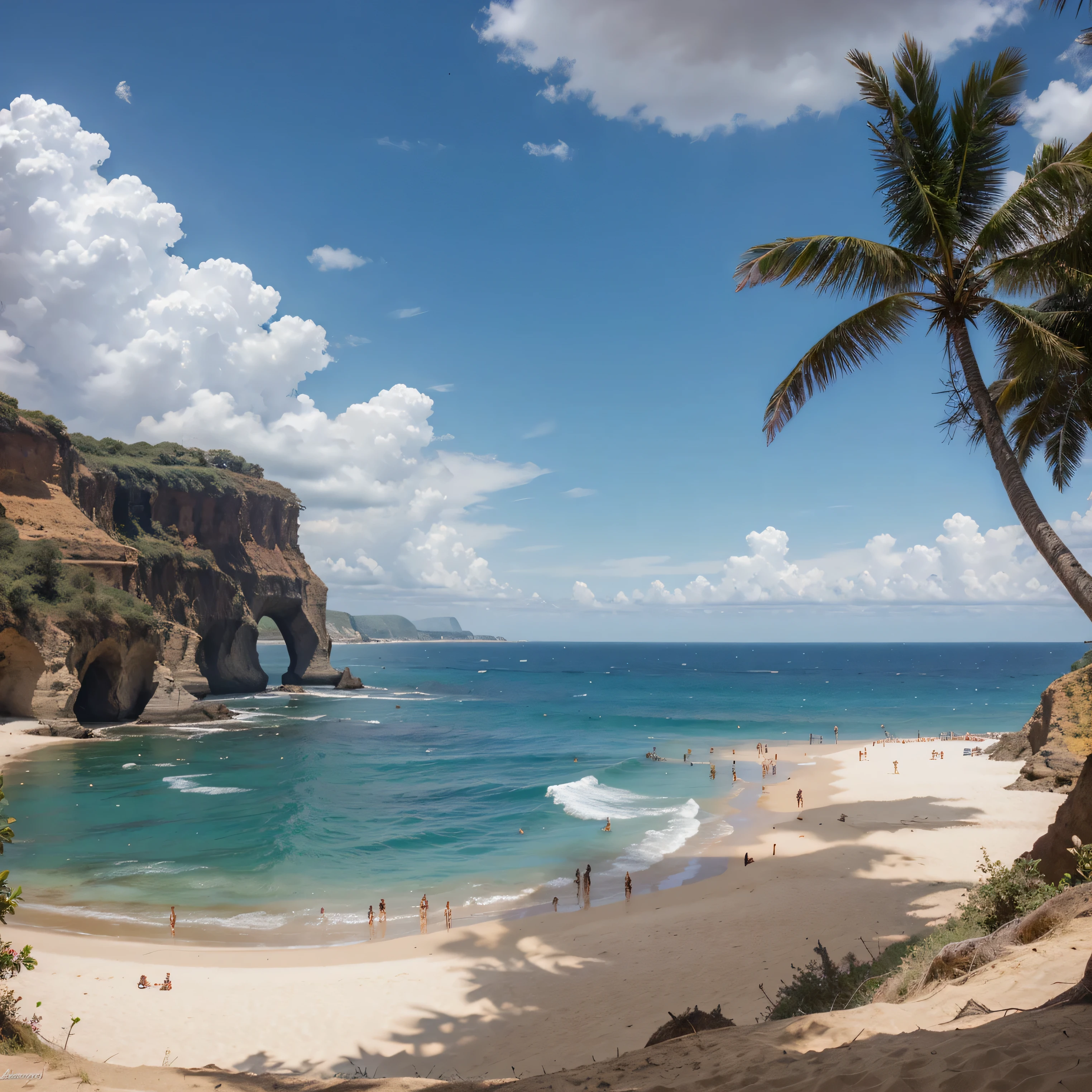 praia, sol, mesa, guarda sol, mar.