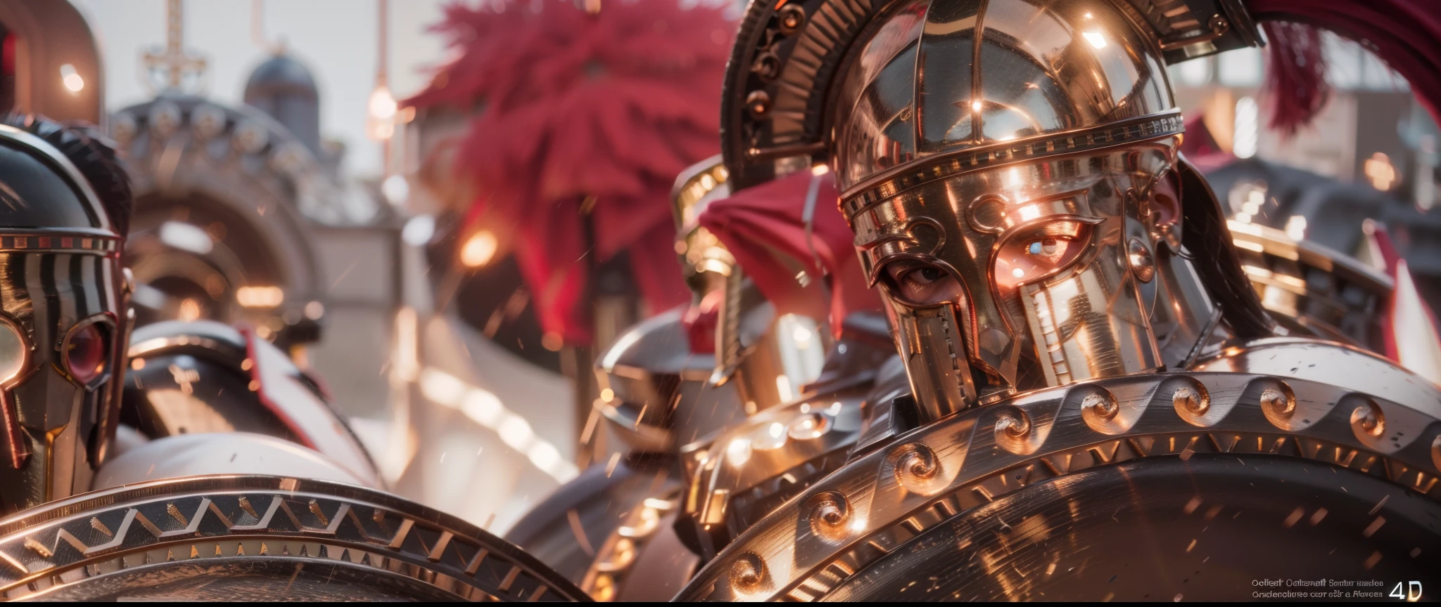there are many different types of helmets and shields on display, detailed cinematic RAW photo, fantasy style 8 k octane RAW photo, detailed cinematic shot, 4 k detail fantasy, photorealistic cinematic RAW photo, 4k detail, 4 k detail, dressed in spartan armour, octane render cinematic, unreal engine 5 detail, cinematic RAW photo, cinematic unreal engine 5, unreal engine 5 highly photographed