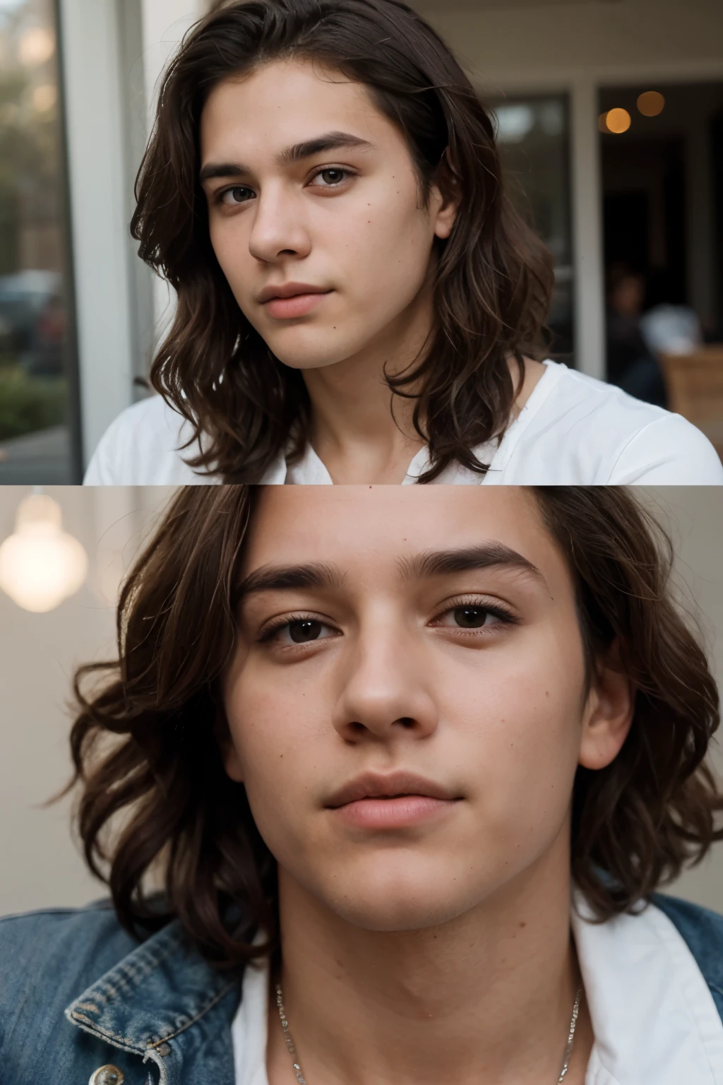 A young adult Men in their 20s with curly brown hair, black skin, and brown eyes