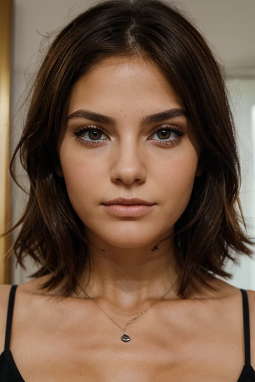 femme brune regard intense