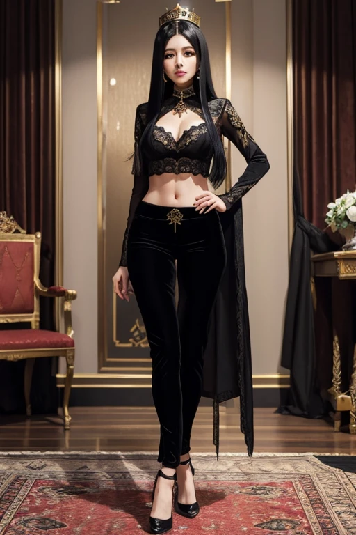 Queen Mistress Arabic Velvet pants Black straight long hair