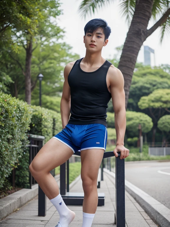 teenagers , very young , light-skin , wearing an dark blue sexy underwear, tmasterpiece,k hd,the feet ,black long socks,The barefoot , blue colour , handsome and cute , extreme cute boy , white skin , dark blue underwear boxers shorts , extremely tall and cute boy ,oppa model , handsome model , full body , dark blue boxers underwears short shorts , black socks , white light-skin , Chinese model , young boy , white skin , handsome and extremely cute , blue boxers underwear shorts , long black socks , handsome model , at the park , jogging , model oppa , long legs , jogging , running , high knee black socks ,black long socks , stand up , extremely tall , extremely high , blue underwears , blue sports underwear , long black socks , clean and white legs , Chinese model , extremely long legs , looking at the camera , clean and white thigh , heavy bulge , kid face , b , wearing blue underwears boxers , light and white skin , Chinese model , strike a pose , sexy pose , horny boy , high knee black socks , long black socks , japanese gym short shorts
