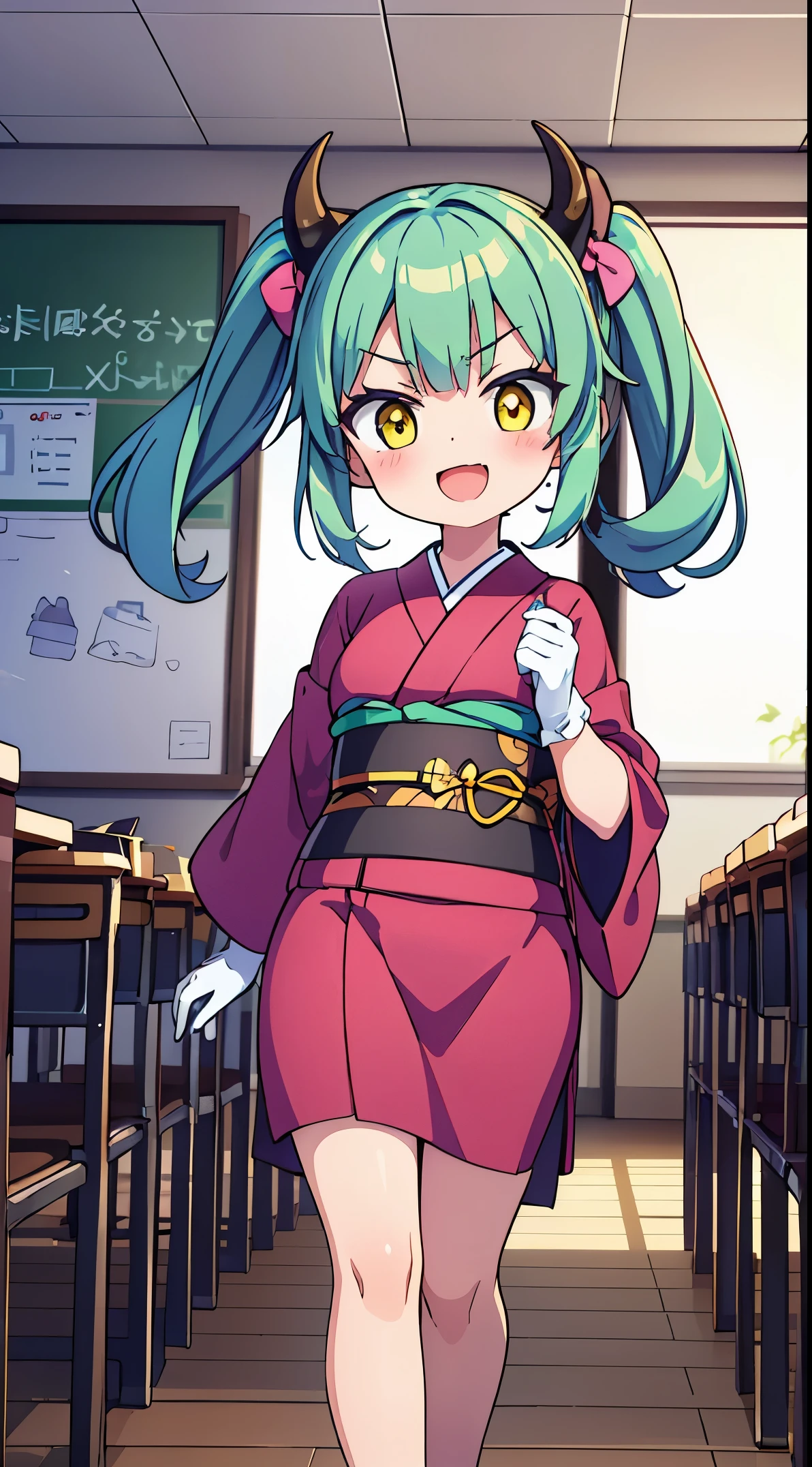 (masterpiece, top quality, best quality, official art, beautiful and aesthetic:1.2), ultra-detailed, intricate details, amazing illustration, award-winning art, atmospheric,
BREAK, BREAK, 1 beautiful girl, (rs old girl),Solo,(cute:1.5),(chibi:0.6),(kawaii:1.5),(loli.5),BREAK, :d, (twintail, green hair, horns, long hair:1.35), (yellow eyes, double, slanted eyes slanted eyes:1.25), blush, double teeth, ((D cup breasts))), heart, gaze, maid, /maid dragon/, dragon tail, (long eyelashes, double eyelids, fine eyebrows:1.2), solo, glowing skin, clear skin, beautiful skin, (top quality face), (top quality slanted eyes), maid outfit, gloves, open mouth, short sleeves, smile, white gloves,
BREAK,(inside the house,schools,chalk board,Aligned desks and chairs,Classroom),(Cute illustration:1.2),(fuwafuwa illustration:1.2),(full body illustration,Since a while ago:1.25),
BREAK, (Kimono with detailed embroidery:1.2),(fur:1.2),Thick clothes,
BREAK, (walking:1.3),(updo hiarstyles:1.5),(breathing into my hand:1.5), BREAK, (blush:1.3),(smile:1.3),open mouth,
BREAK, (close up face:1.4),(voluptuous body:1.2),(from behind:0.9), BREAK, (bamboo thicket:1.3),(snow:1.3),(path:1.3), BREAK, dynamic angle,(makeup:1.1),
BREAK, ( pale vibrant colors:1.3),(realis,depth of fields, BREAK,wakame,wakame,wakame,(Cowboy Shot:1.4), BREAK,(Blurry background:1.3),(absurderes, hight resolution, Super Detail Art),cel shading,Clear Color, Lonely optical effect, Beautiful pictures, Bright glow, mystic atmosphere,(Close-up of girl:1.1), Mystical light particle effect,manga influence, clean line drawings,
