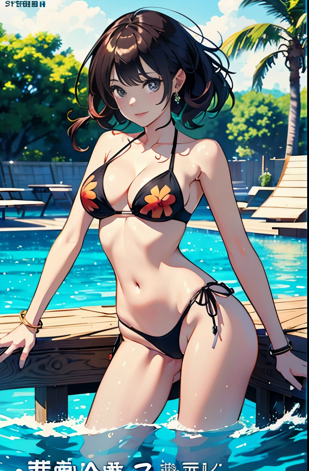 (((​master piece))),(hyper quality::1.5), Hyper Detailed,Perfect drawing,。.3D,8K Illustration、(((clearface)))、Hi-Res、japanes、1 persons、 Lady、ssmile、Beautiful skins、Lustrous hair、((beautiful proportion))、((Luxury swimwear))、(((Beautiful swimsuit)))、Japan background、nice background、((beatiful backgrounds))、(((Detailed drawing)))、Perfect Beautiful Girl、((Perfect Photo))、((emotional))、((Luxury))、spot light