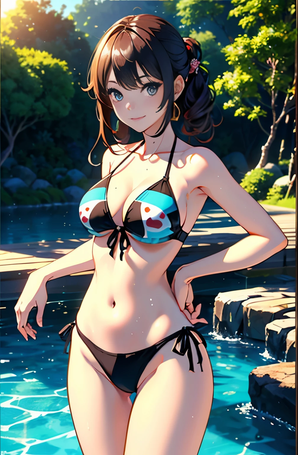(((master piece))),(hyper quality::1.5), Hyper Detailed,Perfect drawing,。.。.。.3D,8K Illustration、(((clearface)))、Hi-Res、japanes、1 persons、 Lady、ssmile、Beautiful skins、Lustrous hair、((beautiful proportion))、((Luxury swimwear))、(((Beautiful swimsuit)))、Japan background、nice background、((beatiful backgrounds))、(((Detailed drawing)))、Perfect Beautiful Girl、((Perfect Photo))、((emotional))、((Luxury))、spot light