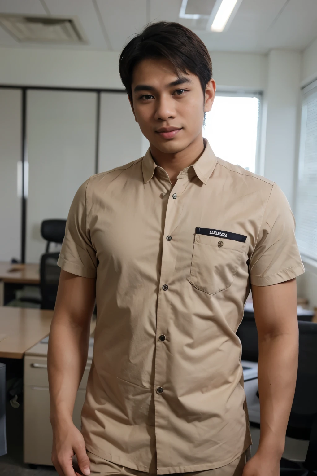 Realistic malay men wearing working attire in an office