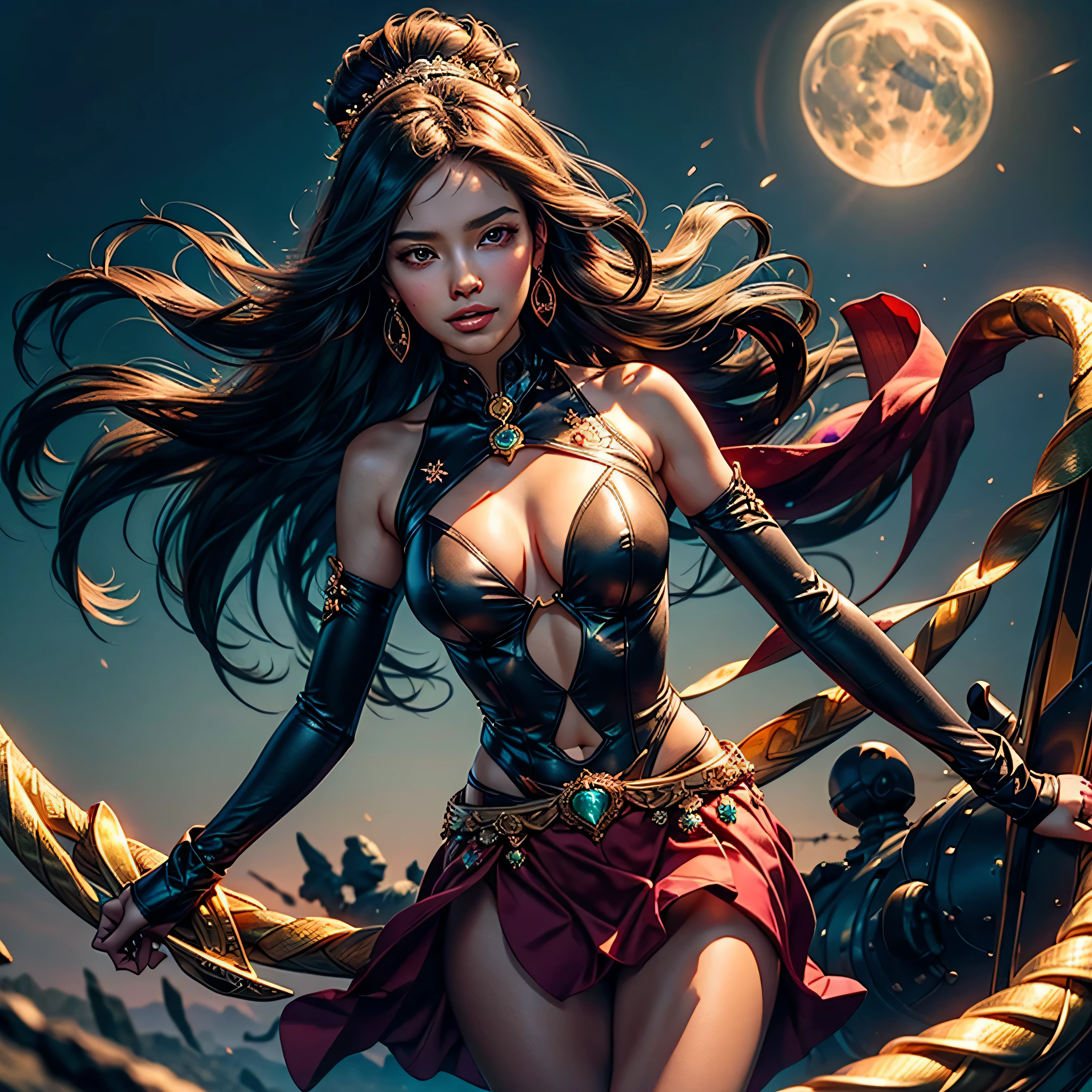 wearing Santa's outfit, riding a sleigh, reindeer, floating in the sky, a round moon, starry sky, shooting star, Christmas deep path equirectangular Masterpiece ultra UnrealEngine5 🎈🍦🍹❤ dazzling saturate incandescentes Vivid Will-o'-the-wisp Symmetrical (gorgeous Princess Athletic extatique Tamned Skin😘sensual Effects Cheekbones Embarrassed redderer ultra_beautiful_eyes dark black lazulis turquoises saphirs👩mouth open tongue teeth obvious smile howling🎀👗⚜👒Floating Jacket Cape Shoulders-Off Shirt Lace Clavicles cadena White Papillotes embroidered satin red thick leather breasts felt skirt matching ample swinging spinel navel waist belt-chastity reveal heart_ruby padlock bristles scarlet pubis-hairy indigo silk snap garters thighs legs👡💅)🎪🎢🎡🎠 Cinematic_sunLight meticulously intricate ultra_high-details ultra_high-def ultra_high-res ultra_Photo-realistic ultra_high-quality ultra_sharpness focus accurate max perfection reflex extreme improved Octane-rendered opengl-shaders glsl-shader UHD XT3 DSLR HDR romm rgb pbr analogique color-coded shading 3DCG fxaa global illumination cgi vfx sfx fkaa txaa rtx ssao post-processing post-production cell-shading augmented tone-mapping sundrop contre-jours optimal onyx luminescence volumetric lighting contrast lightning floraison summon creature fleuraison incandescentes opal invocation monster beholder strange transparent graduated Cristalline reflection population silver agate heart hearth Earth varied multi etc. --v 5.2 --s 1000 --c 20 --q 20 --chaos 100