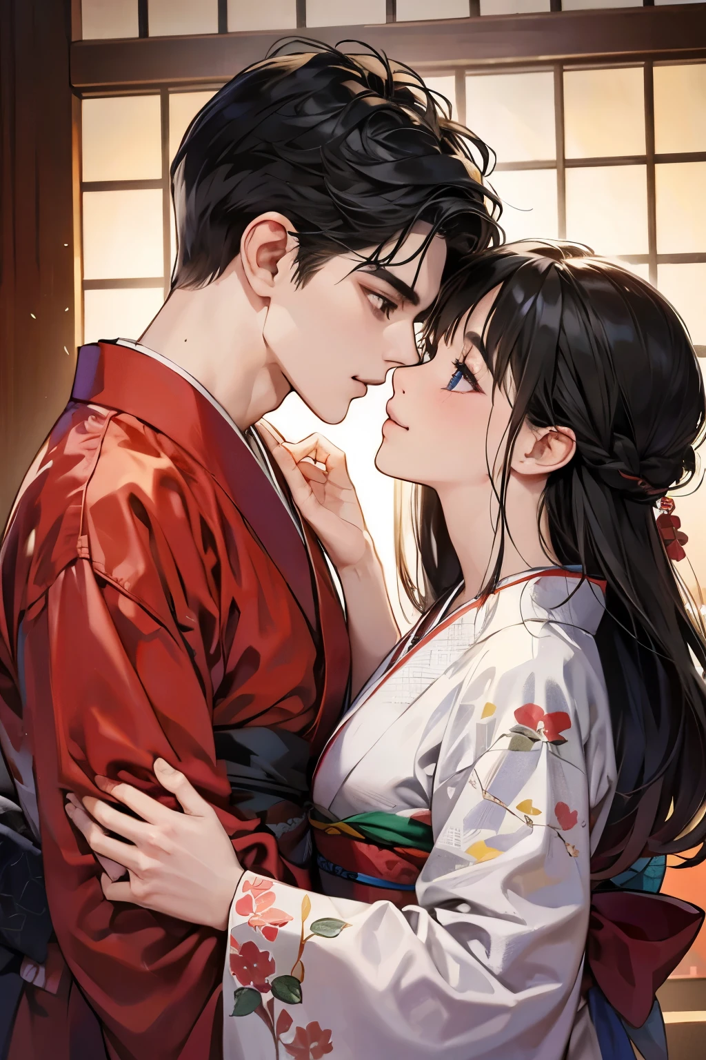 plain red kimono
