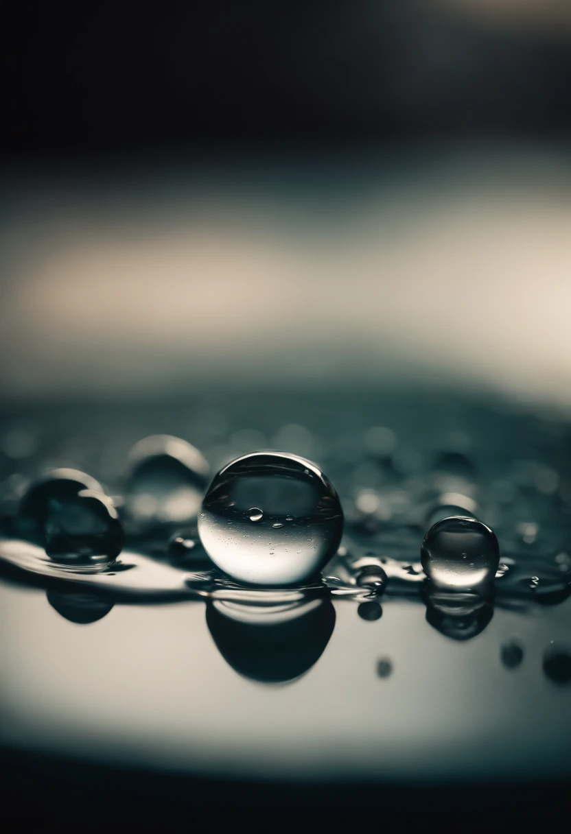 an abstract shot of water droplets on a textured surface, experimenting with lighting and composition to create a visually striking and unique image