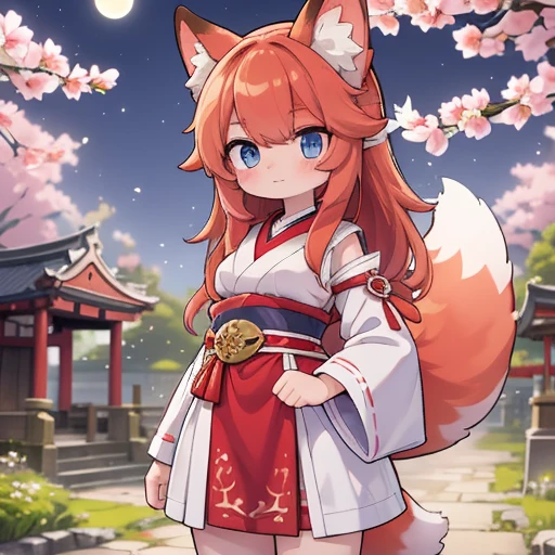 Fox, female, anthropomorphic, orange eyes with long lashes, white fur with red markings, long hair, beautiful face, graceful and elegant figure, average sized breasts, average sized feminine thighs, average round butt, multiple tails, wearing kimono, traditional Japanese home.