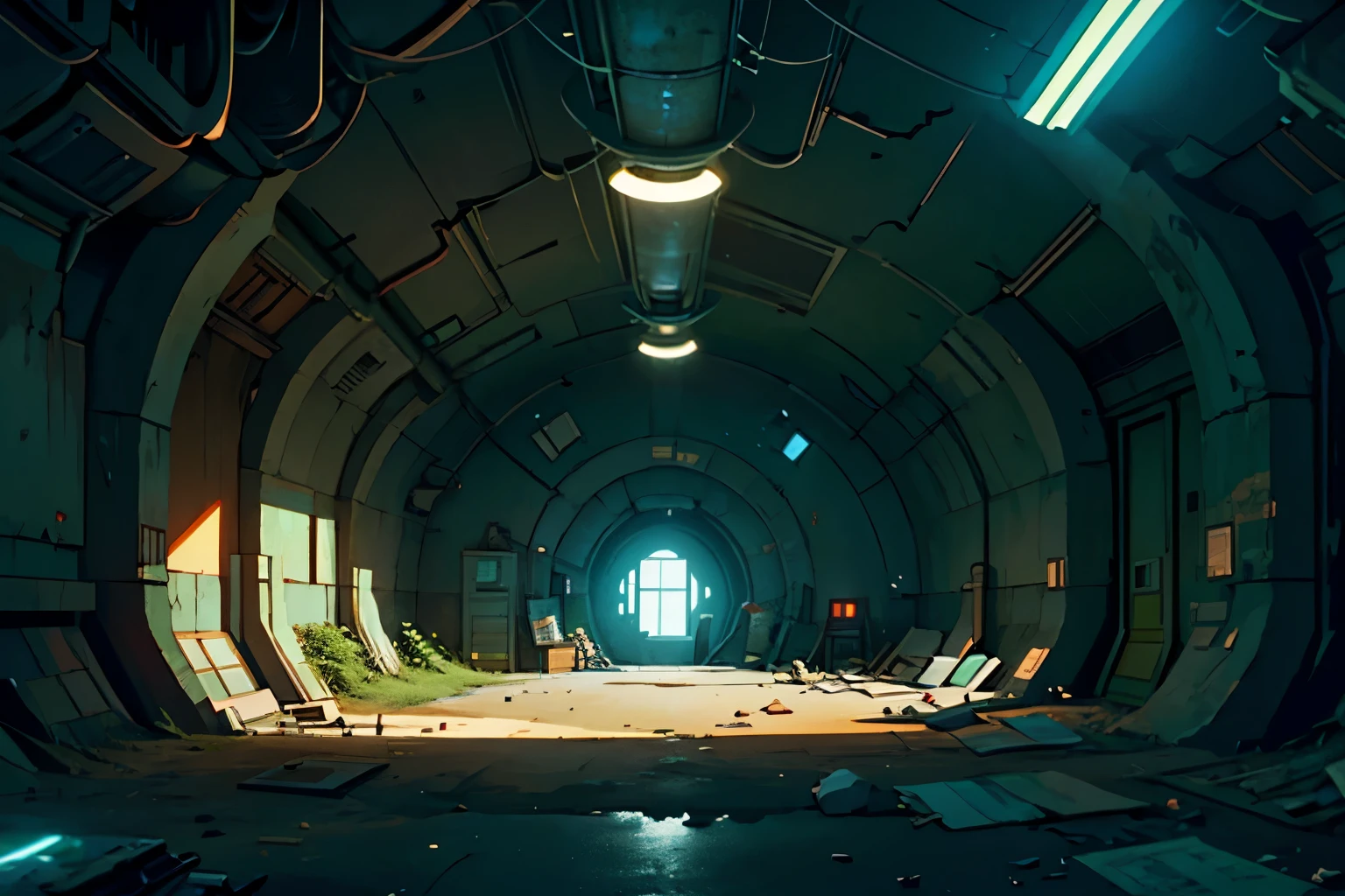 abandoned underground shelter in a futuristic city (Scenario 1.5)